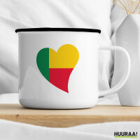 Emaille Tasse Benin Flagge Herz 300ml Vintage Emaille Becher