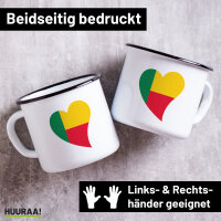 Emaille Tasse Benin Flagge Herz 300ml Vintage