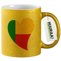 Glitzertasse Benin Flagge Herz 330ml