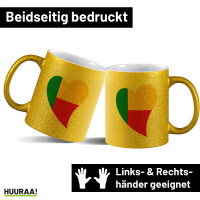 Glitzertasse Benin Flagge Herz 330ml