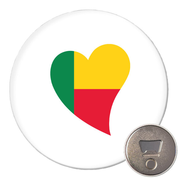 Magnet Benin Flagge Herz 59mm Kühlschrankmagnet