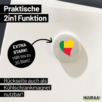 Magnet Benin Flagge Herz 59mm Kühlschrankmagnet