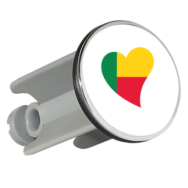 Waschbeckenstöpsel Benin Flagge Herz 4cm Abflussstopfen