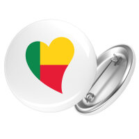 Button Benin Flagge Herz rund