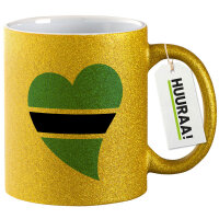 Glitzertasse Botswana Flagge Herz 330ml