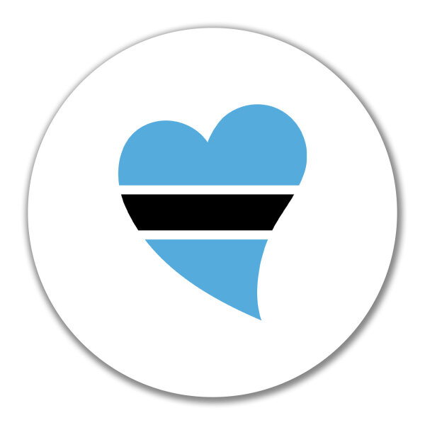 Aufkleber Botswana Flagge Herz 10cm rund