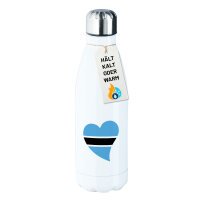 Edelstahl-Trinkflasche Botswana Flagge Herz 500ml...