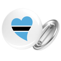 Button Botswana Flagge Herz rund