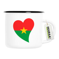 Emaille Tasse Burkina Faso Flagge Herz 300ml Vintage