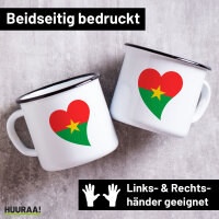 Emaille Tasse Burkina Faso Flagge Herz 300ml Vintage