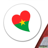 Aufkleber Burkina Faso Flagge Herz 10cm rund