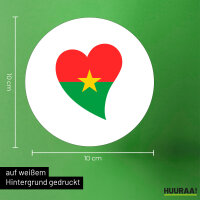 Aufkleber Burkina Faso Flagge Herz 10cm rund