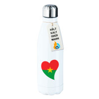 Trinkflasche Burkina Faso Flagge Herz 500ml Edelstahl...