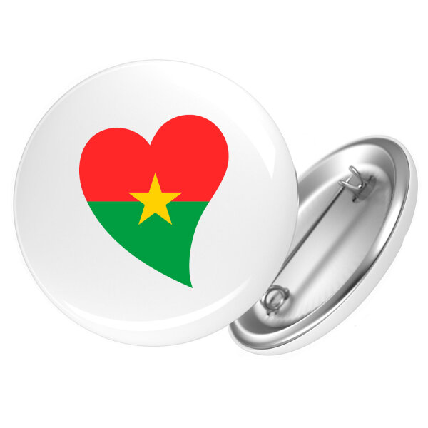 Button Burkina Faso Flagge Herz Anstecker