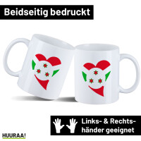 Kaffeetasse Burundi Flagge Herz 330ml