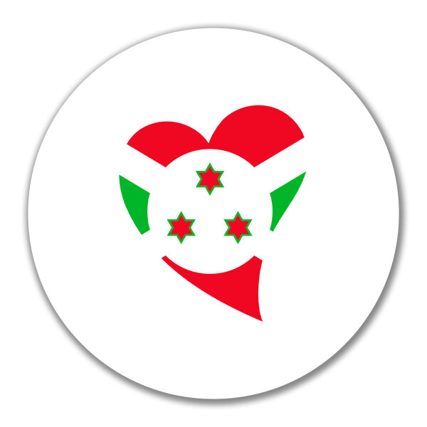 Aufkleber Burundi Flagge Herz 10cm rund