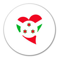 Aufkleber Burundi Flagge Herz 10cm rund