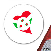 Aufkleber Burundi Flagge Herz 10cm rund