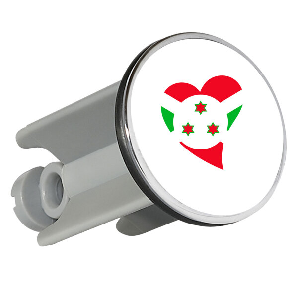 Waschbeckenstöpsel Burundi Flagge Herz 4cm Abflussstopfen