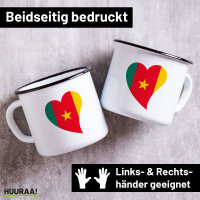 Emaille Tasse Kamerun Flagge Herz 300ml Vintage Emaille...