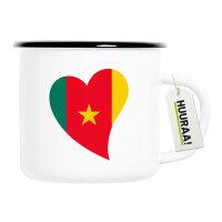 Emaille Tasse Kamerun Flagge Herz 300ml Vintage