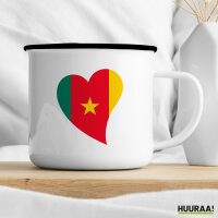 Emaille Tasse Kamerun Flagge Herz 300ml Vintage