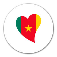 Aufkleber Kamerun Flagge Herz 10cm rund