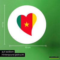 Aufkleber Kamerun Flagge Herz 10cm rund
