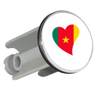 Waschbeckenstöpsel Kamerun Flagge Herz 4cm Abflussstopfen