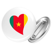 Button Kamerun Flagge Herz Anstecker