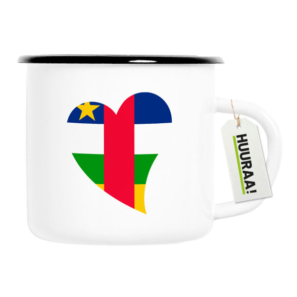 Emaille Tasse Zentralafrikanische Republik Flagge Herz 300ml Vintage Emaille Becher