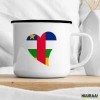 Emaille Tasse Zentralafrikanische Republik Flagge Herz 300ml Vintage