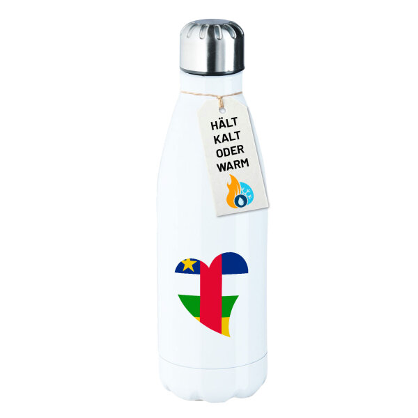 Edelstahl-Trinkflasche Zentralafrikanische Republik Flagge Herz 500ml Wasserflasche