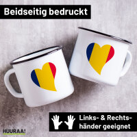 Emaille Tasse Tschad Flagge Herz 300ml Vintage