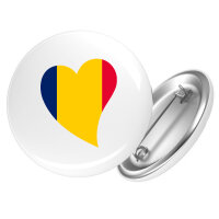 Button Tschad Flagge Herz Anstecker