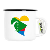 Emaille Tasse Komoren Flagge Herz 300ml Vintage Emaille...