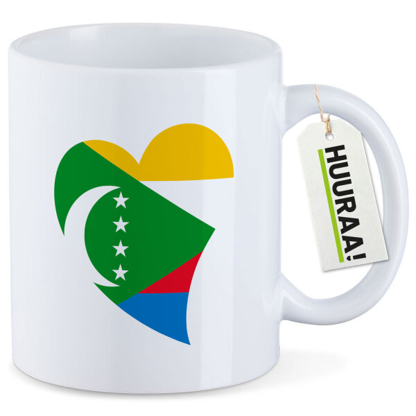 Kaffeetasse Komoren Flagge Herz 330ml