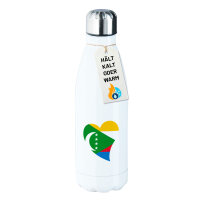 Edelstahl-Trinkflasche Komoren Flagge Herz 500ml Wasserflasche