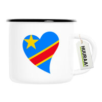 Emaille Tasse Kongo Flagge Herz 300ml Vintage Emaille Becher