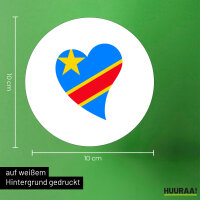 Aufkleber Kongo Flagge Herz 10cm rund