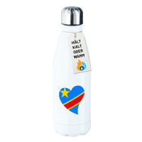 Edelstahl-Trinkflasche Kongo Flagge Herz 500ml Wasserflasche