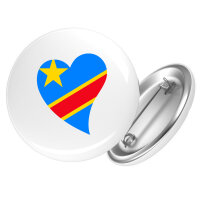 Button Kongo Flagge Herz rund