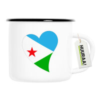 Emaille Tasse Dschibuti Flagge Herz 300ml Vintage Emaille...