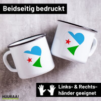 Emaille Tasse Dschibuti Flagge Herz 300ml Vintage