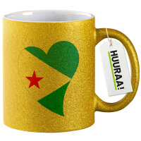 Glitzertasse Dschibuti Flagge Herz 330ml