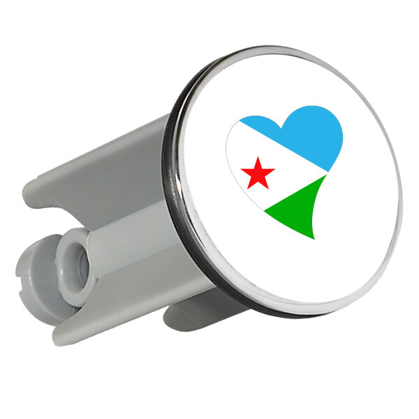 Waschbeckenstöpsel Dschibuti Flagge Herz 4cm Abflussstopfen