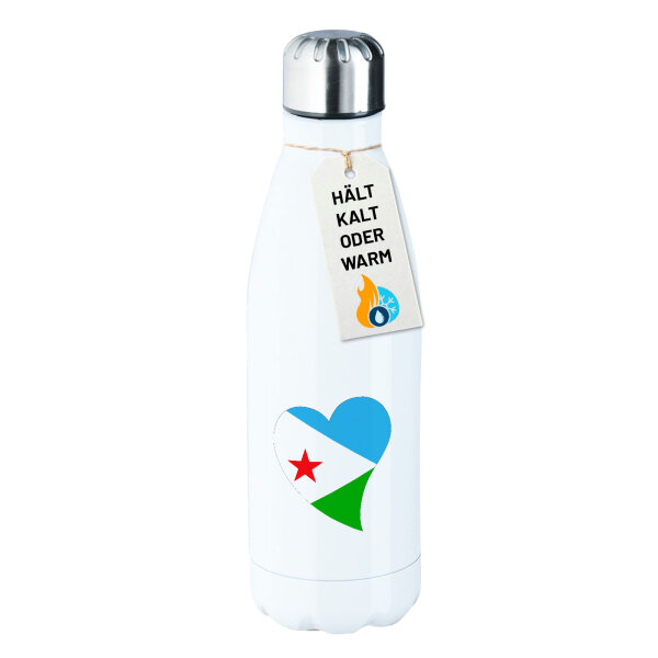 Edelstahl-Trinkflasche Dschibuti Flagge Herz 500ml Wasserflasche