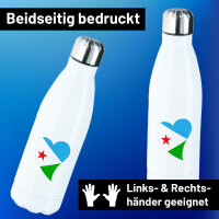 Trinkflasche Dschibuti Flagge Herz 500ml Edelstahl...