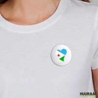 Button Dschibuti Flagge Herz Anstecker