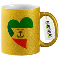 Glitzertasse Äquatorialguinea Flagge Herz 330ml